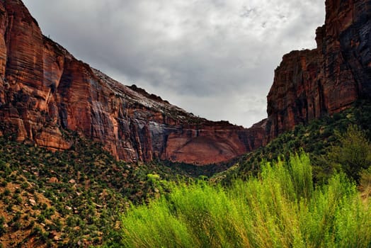 Thunderstorms in Zion National Park near Canyon Overlook,Utah,USA