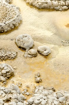 limestone near a geyser in Yellowstone National Park in Wyoming