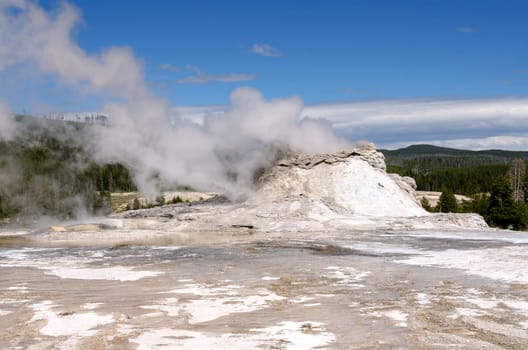 geyser in Yellowstone National Park in Wyoming