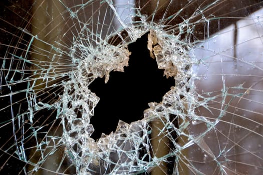 a hole in a window pane