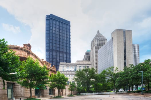 Pittsburgh with Modern and Historic Architecture.