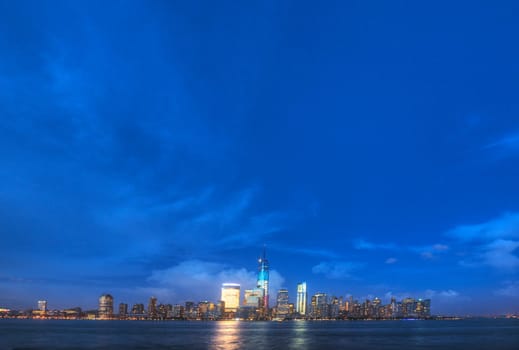 New York City at Night with Lights.