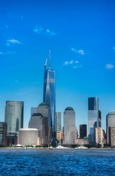 New York City with Blue Sky.