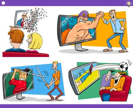 Illustration Set of Humorous Cartoon Concepts or Ideas and Metaphors with Funny Characters
