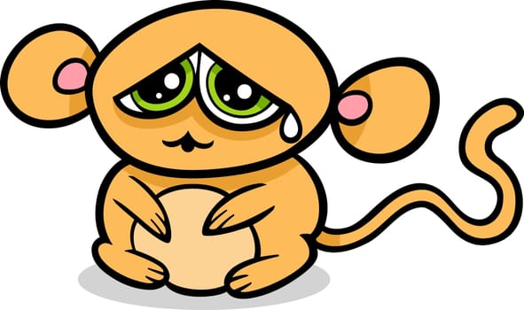 Cartoon Illustration of Kawaii Style Cute Sad Monkey
