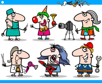 Cartoon Illustration of Funny Professional People Occupations Characters Set
