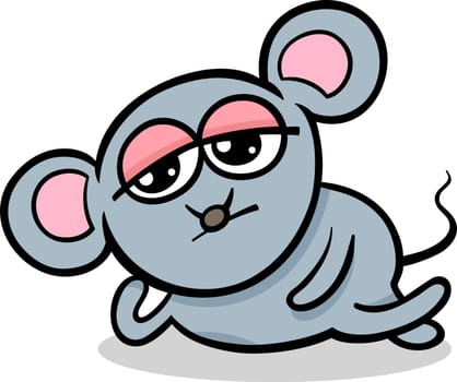 Cartoon Illustration of Kawaii Style Cute Bored Mouse