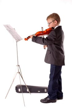 Playing the violin with music stand