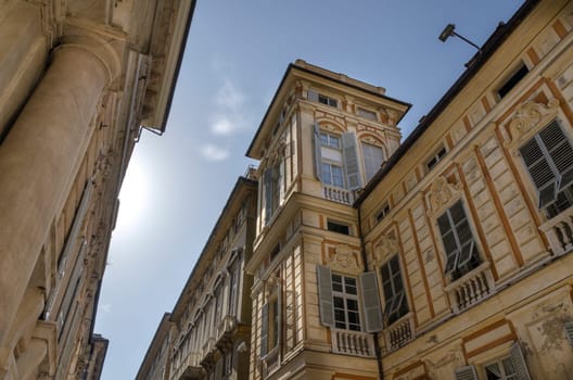 decorated palace in the historical center of Genoa