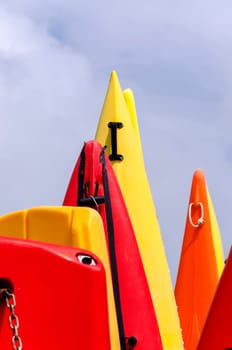 colorful canoes towards the sky