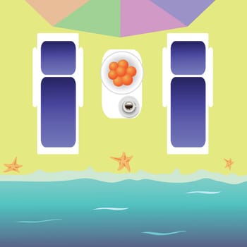 colorful illustration with beach for your design