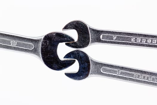 wrench spanners tools isolated on white background