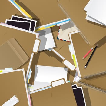 Folders pile background, abstract art collage