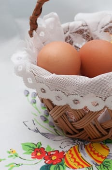 easter basket with eggs