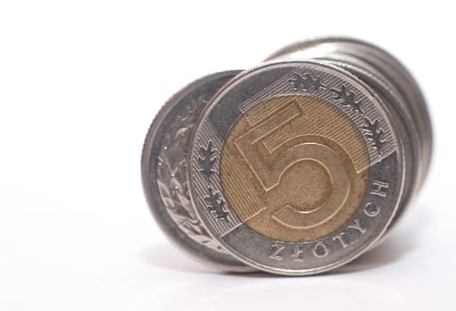 5 money pln on white background