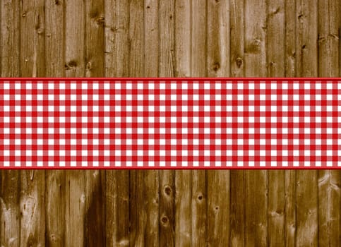Brown wooden plank wall with red and white stripes