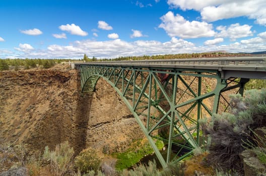 Historic, no longer in use, highway passing over the Crooked River canyon in Central Oregon