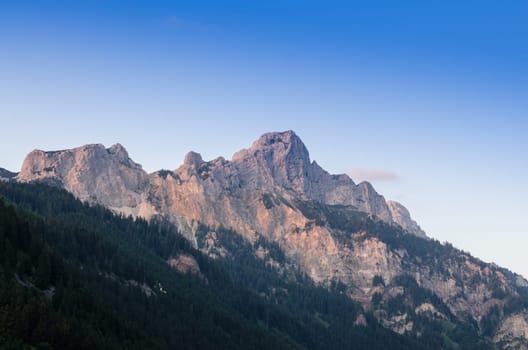 Blue sky over the mountains of Tyrol in Austria