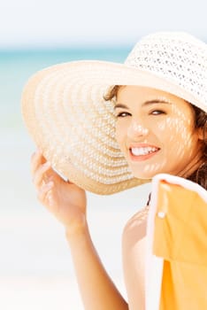 attractive cheerful summer woman portrait.