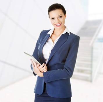 attractive business woman using digital tablet computer pc
