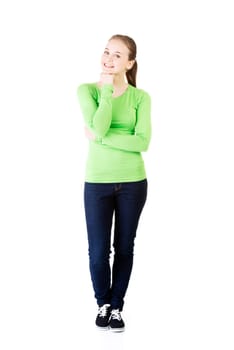 portrait of a young caucasian teen girl. isolated on white