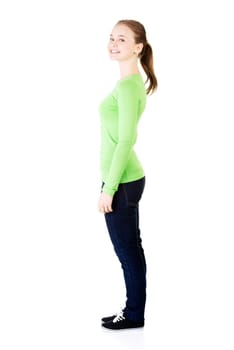 portrait of a young caucasian teen girl. isolated on white