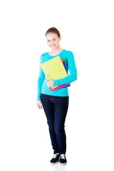 happy student girl,isolated on white