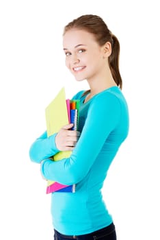 Happy student girl,isolated on isolated white