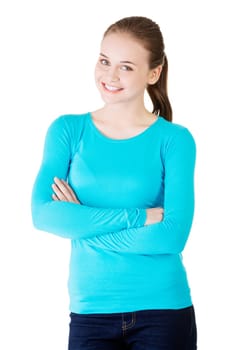 beautiful young woman in casual clothes,isolated on white