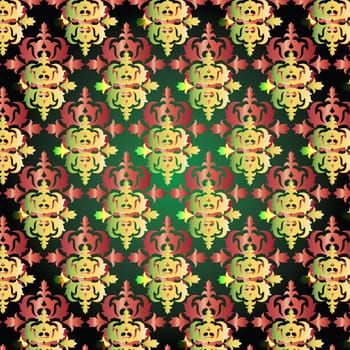 Drawn and colored decorative background pattern in old style