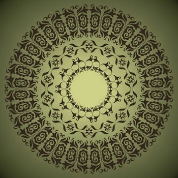 circular pattern of traditional motifs and ancient oriental ornaments