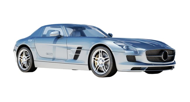 Sport supercar isolated on a light background, the bright sunlight
