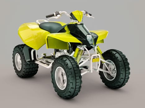 Sports quad bike on a grey background
