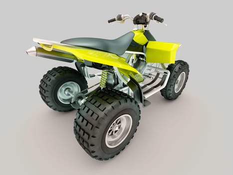 Sports quad bike on a grey background