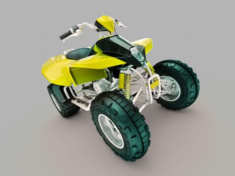Sports quad bike on a grey background