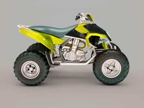 Sports quad bike on a grey background