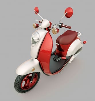 Modern classic scooter on a grey background
