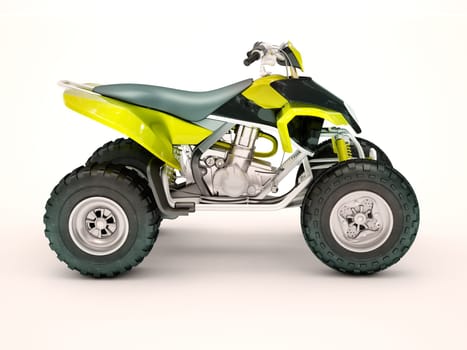 Sports quad bike on a light background