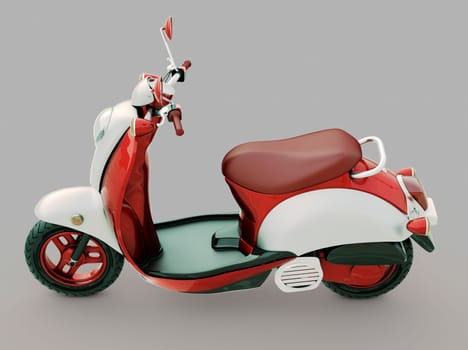 Modern classic scooter on a grey background