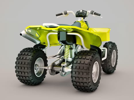 Sports quad bike on a grey background