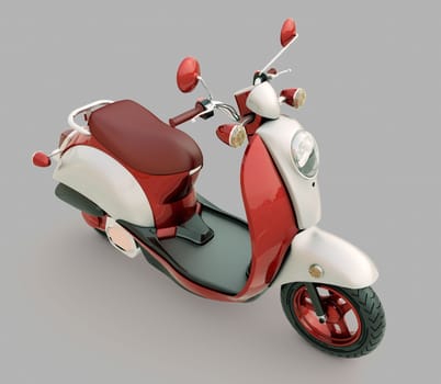 Modern classic scooter on a grey background