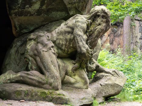 Kuks Forest Sculptures - Hermit Juan Garin - detail of the Baroque sculpture by Matthias Bernard Braun in the Bethlehem of Braun, Kuks, Czech Republic. The Bethlehem of Braun (Czech