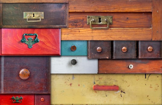 Abstract collage of the various old drawers - in utter secrecy