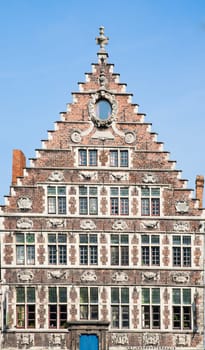 Facade of a house along the Graslei in Ghent, Belgium.