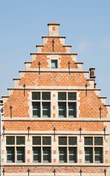 Facade of a house along the Graslei in Ghent, Belgium.