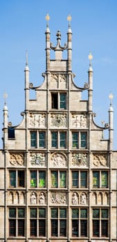 Facade of a house along the Graslei in Ghent, Belgium.