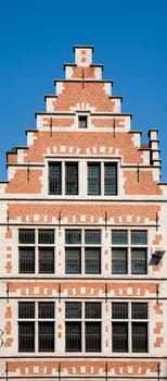 Facade of a house along the Graslei in Ghent, Belgium.