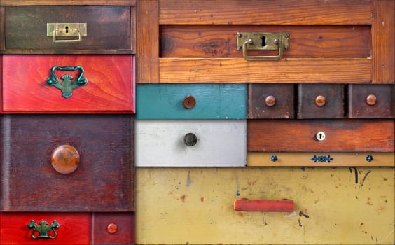 Abstract collage of the various old drawers - in utter secrecy