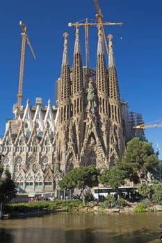 Sagrada Familia is still under construction (Barcelona, Spain)