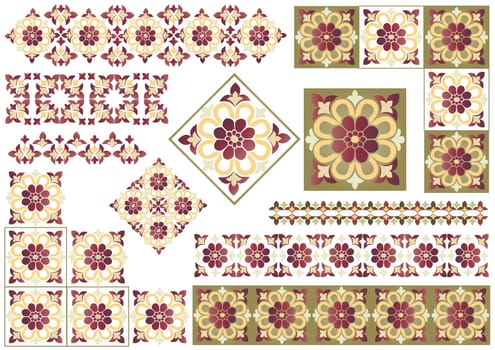 Elements in the old style designs ready to be used